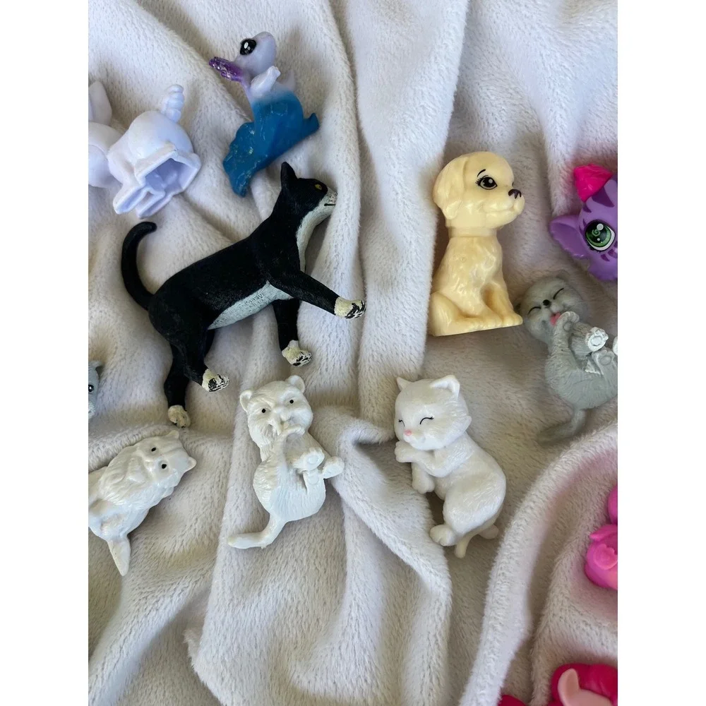 Mixed Toy Animal Figurine Lot Cats Dogs‎ Bunny Barbie 16pc Set